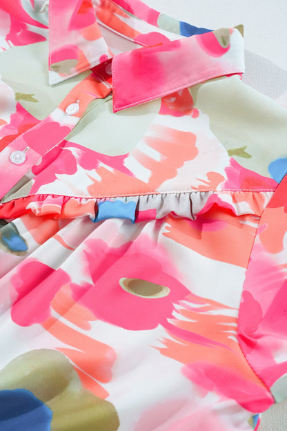 Langarmhemd mit abstraktem Druck und Kragen