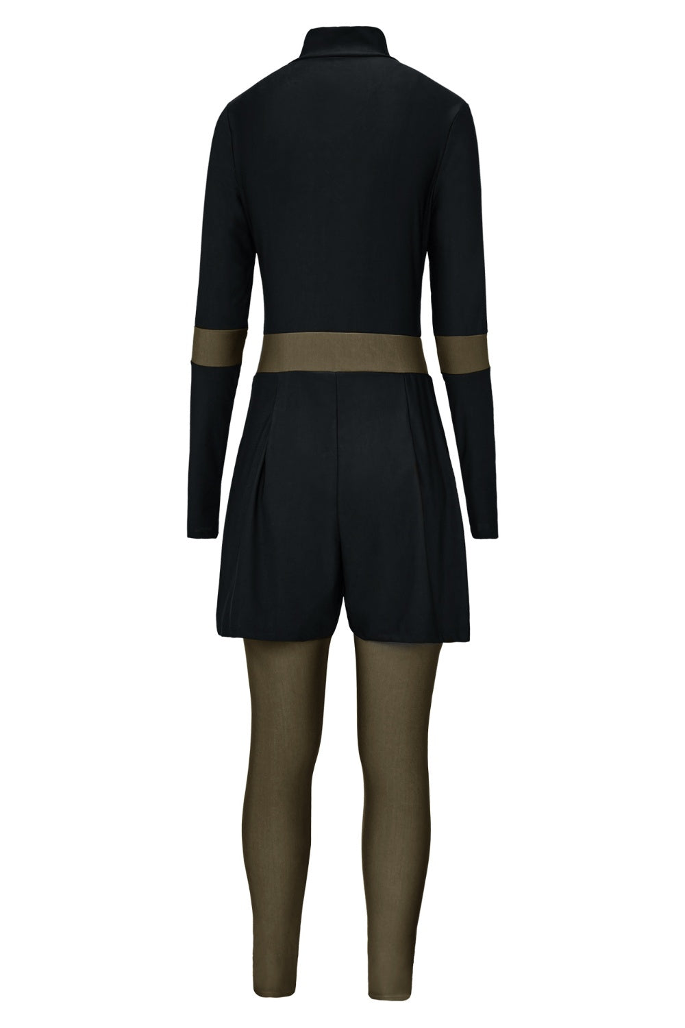 Einteiliger Badeanzug mit langen Ärmeln und Reißverschluss