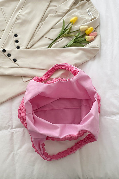 Große Handtasche aus gerüschtem Polyester