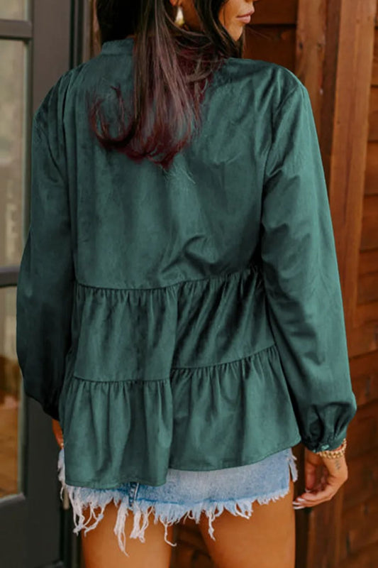 Langärmliges Hemd mit Rundhalsausschnitt und Schößchen