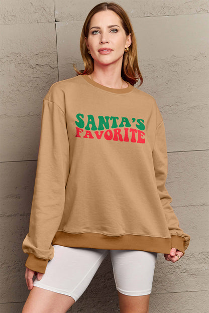 Simply Love Rundhals-Sweatshirt in voller Größe mit dem Lieblingsmotiv von Santa