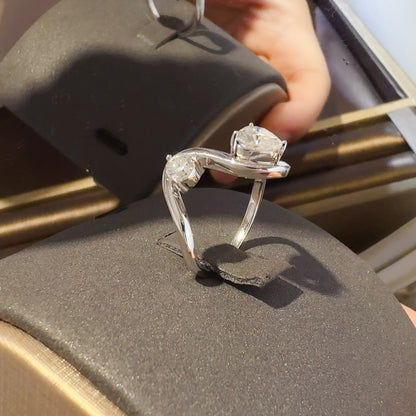 1,3 Karat Moissanit 925 Sterling Silber Ring mit unregelmäßiger Form