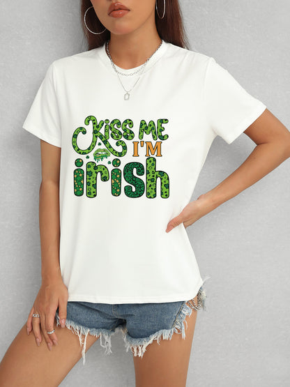 KISS ME I'M IRISH T-Shirt mit Rundhalsausschnitt
