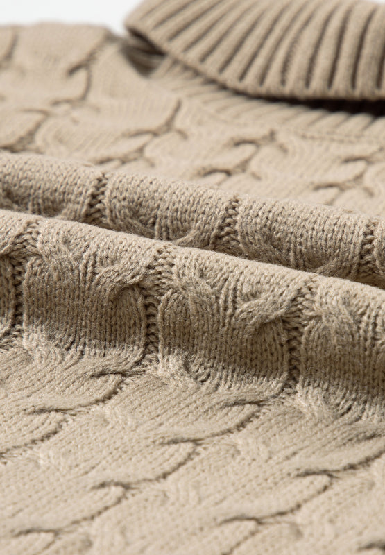 Kurzärmliger Rollkragenpullover mit Zopfmuster