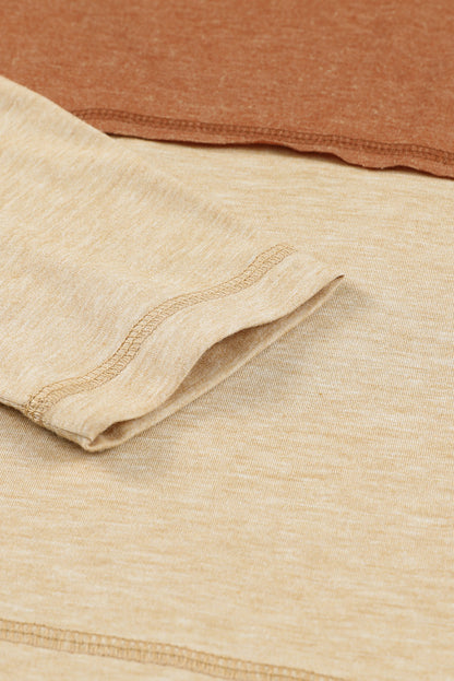 Langarm-Oberteil mit V-Ausschnitt und Farbblock