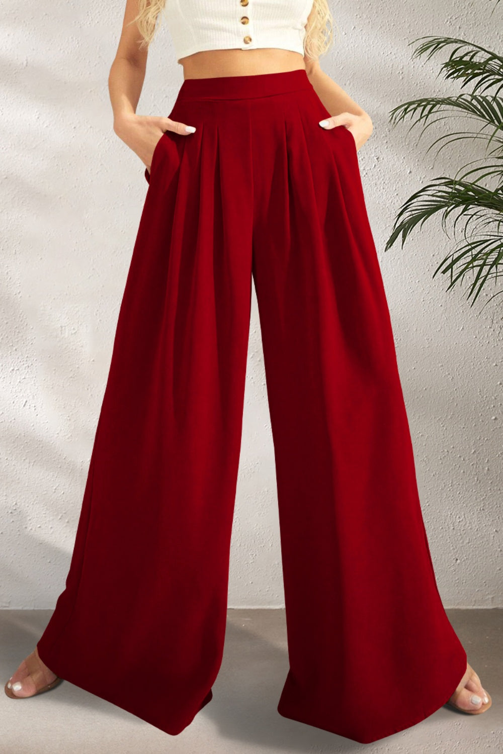 Hose mit hoher Taille und weitem Bein