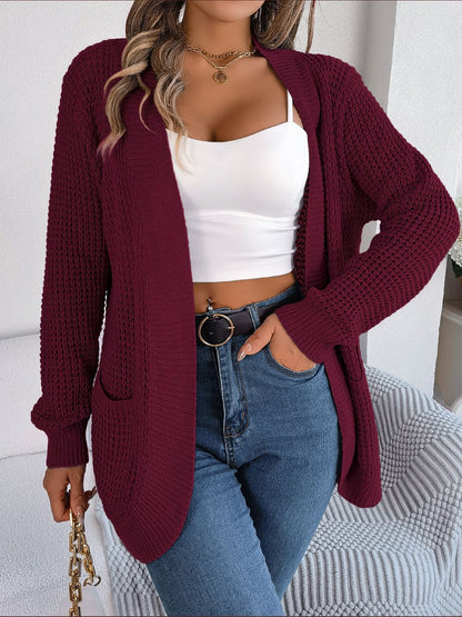 Strickjacke mit offenen Ärmeln und Taschen