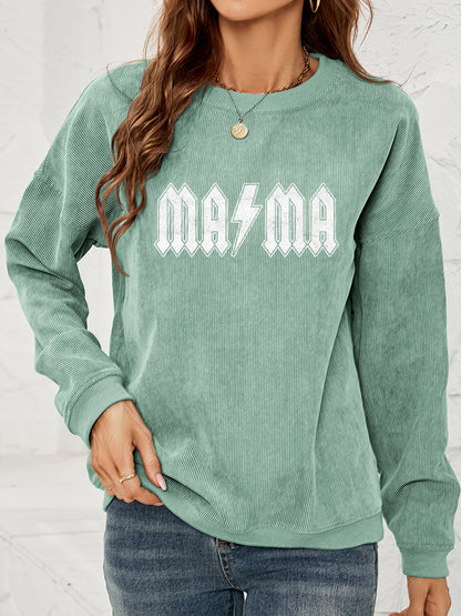 MAMA – Sweatshirt mit überschnittener Schulter und Grafik