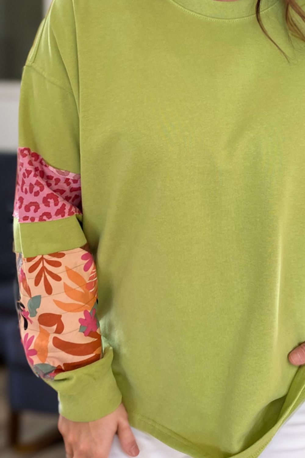 Bedrucktes Langarm-Sweatshirt mit Rundhalsausschnitt in Übergröße