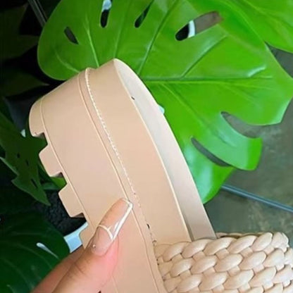 Plateausandalen aus PU-Leder mit offener Spitze