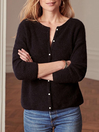 Langärmliger Pullover mit Knopfleiste