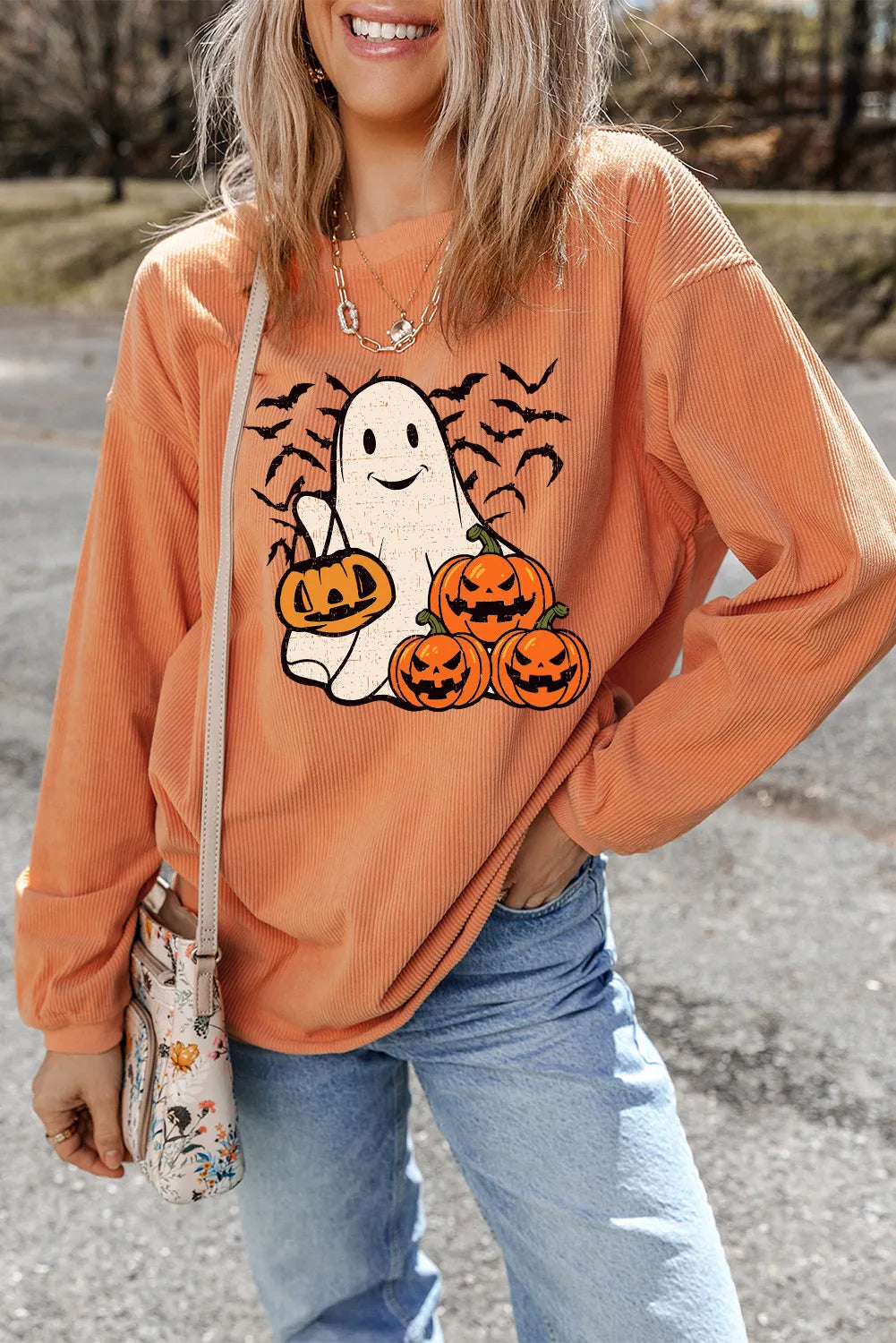Jack-O'-Lantern Rundhals Langarm-Sweatshirt