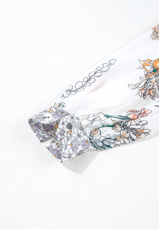 Langärmliges Hemd mit Blumenmuster und Kragen