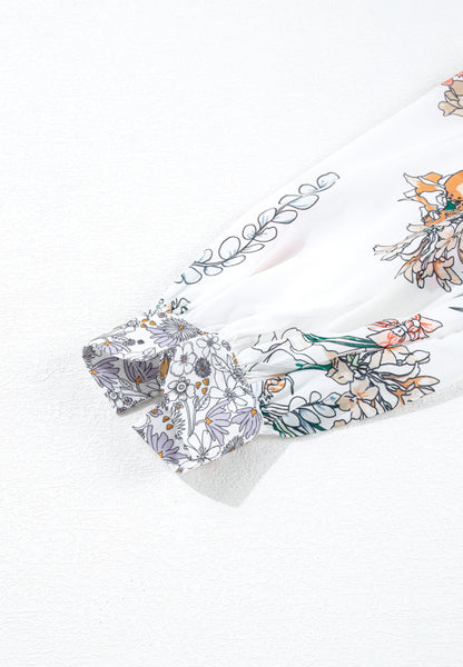 Langärmliges Hemd mit Blumenmuster und Kragen