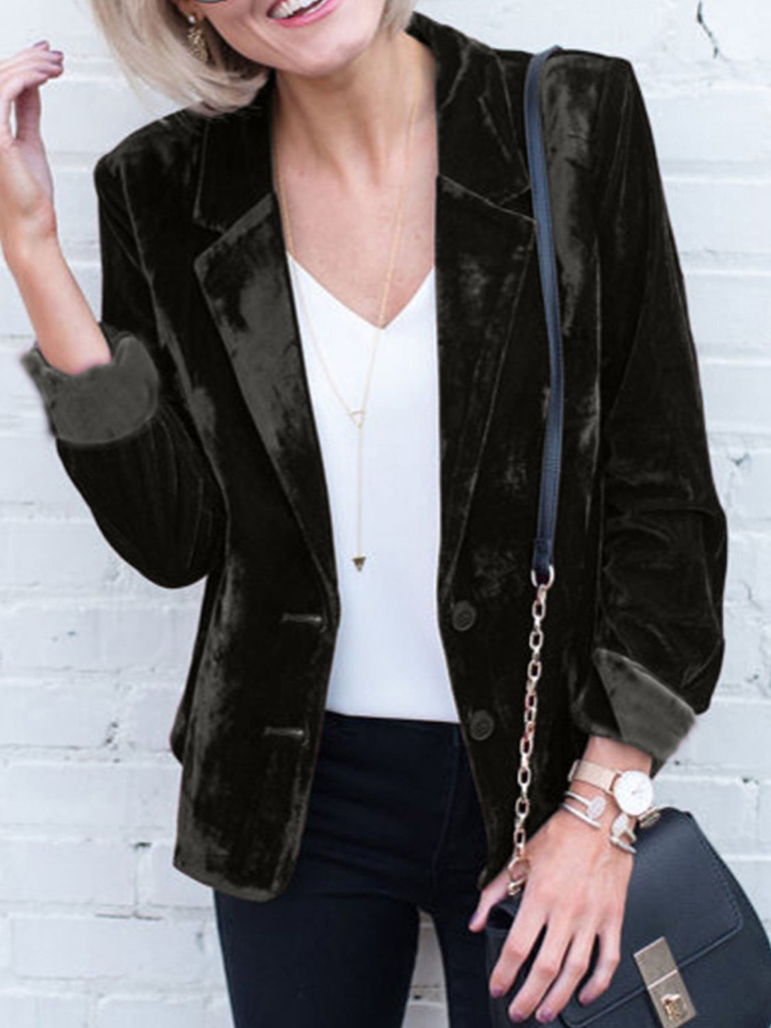 Blazer mit Knopfleiste und Reverskragen