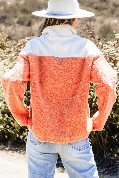 Sweatshirt mit kontrastierendem, halblangem Reißverschluss und langen Ärmeln