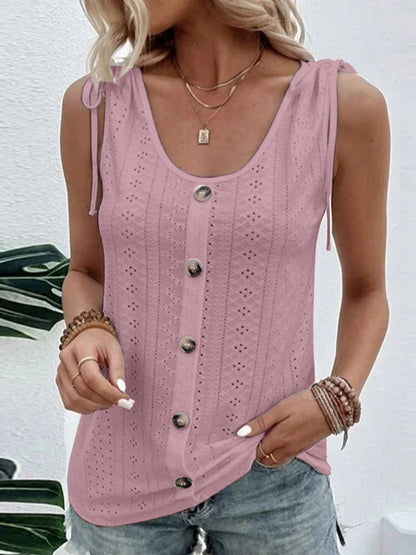 Camiseta sin mangas con cuello redondo y talla completa