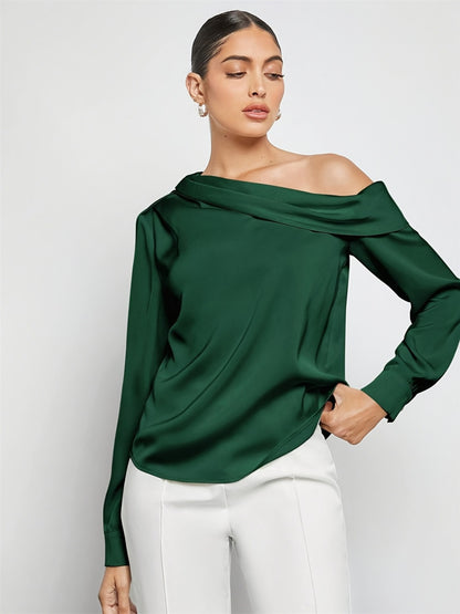 Gerüschtes One-Shoulder-Langarm-Top
