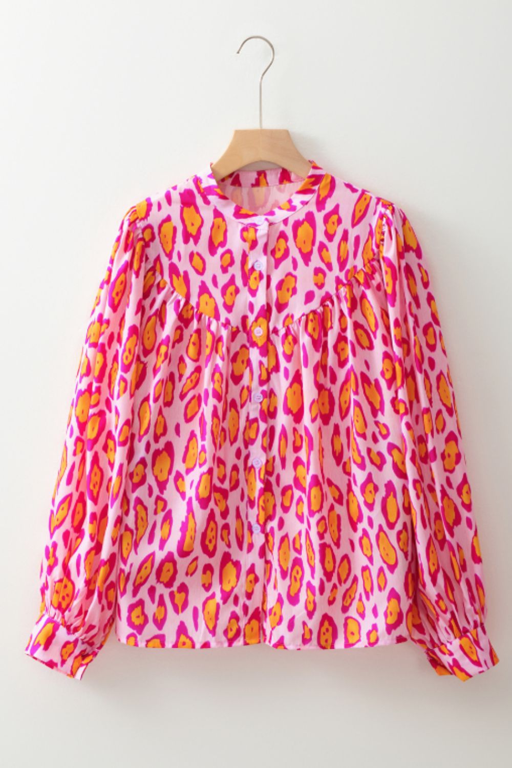 Langärmliges Button-Down-Hemd mit Leopardenmuster