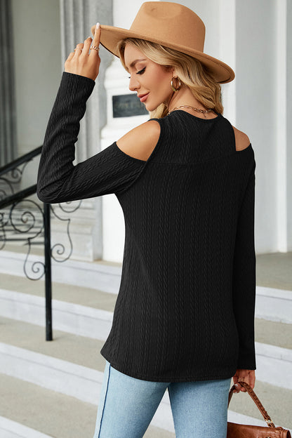 T-Shirt mit Rundhalsausschnitt und kalten Schultern