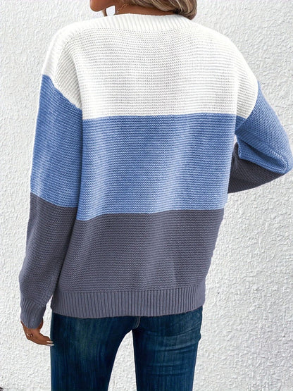 Pullover mit U-Boot-Ausschnitt und Farbblockdesign
