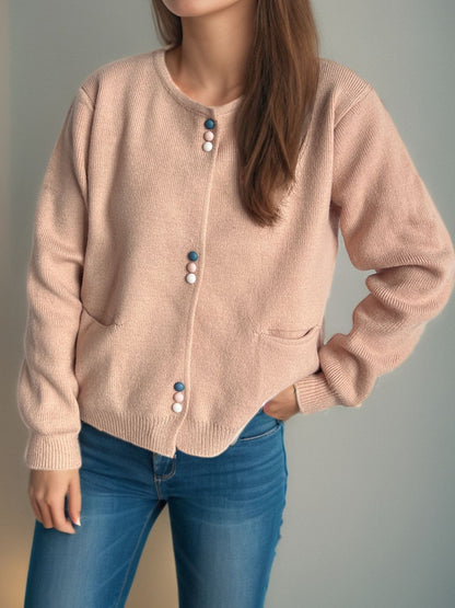 Langärmliger Cardigan mit Knopfleiste und Taschen