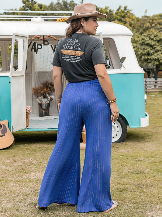 Gestreifte Hose mit weitem Bein in Übergröße