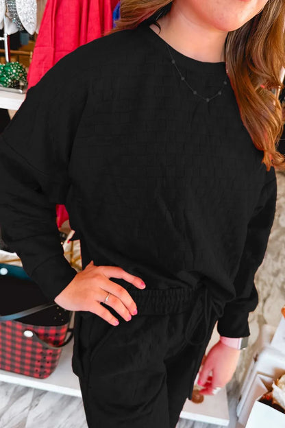 Set aus Oberteil und Hose mit hohem und niedrigem Rundhalsausschnitt