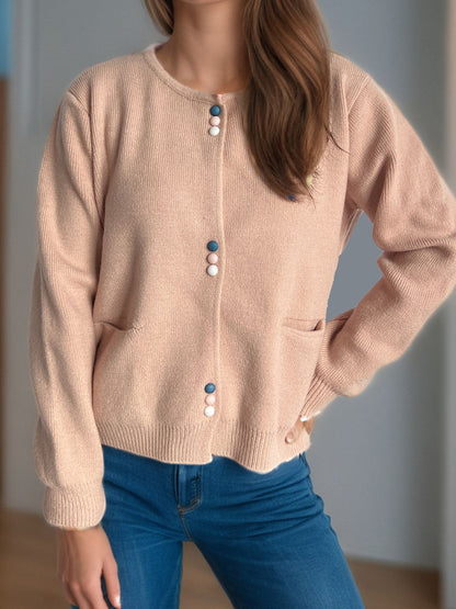 Langärmliger Cardigan mit Knopfleiste und Taschen