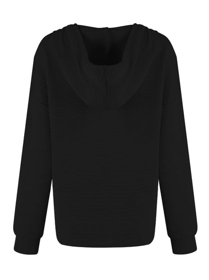 Kapuzenpullover mit Kordelzug und Viertelknopfleiste