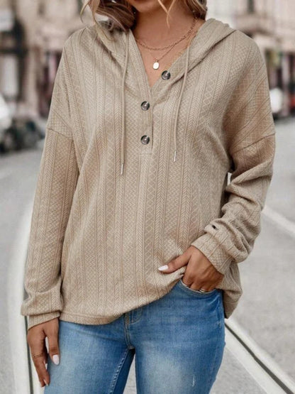 Kapuzenpullover mit überschnittenen Schultern und Kordelzug