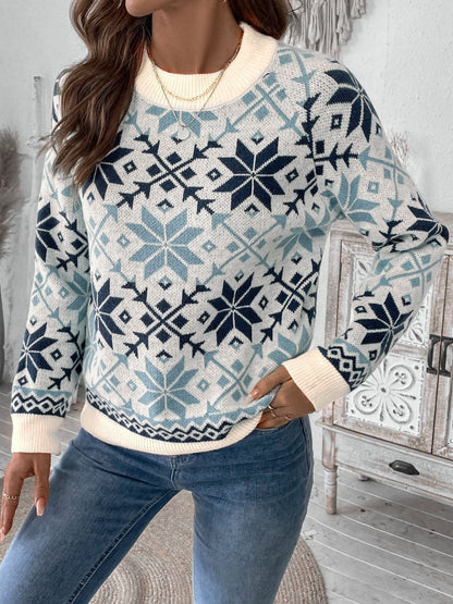 Perfee – Langärmliger Pullover mit Rundhalsausschnitt und Grafik