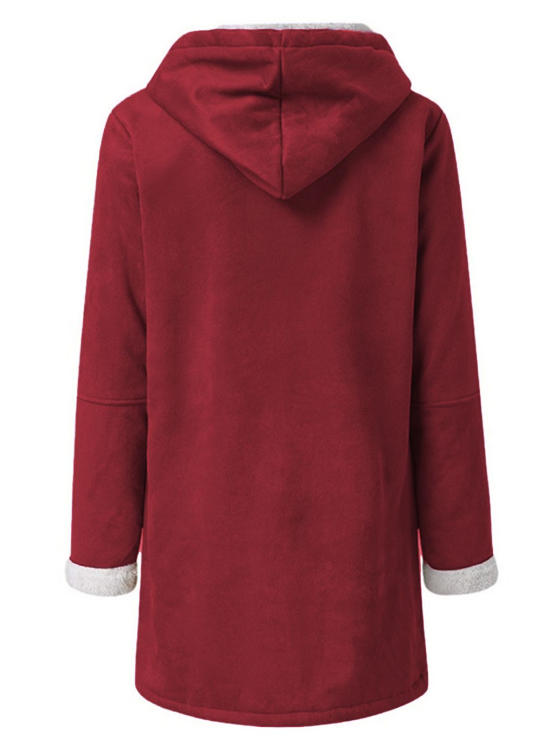 Volle Größe Langärmlige Kapuzenjacke mit Knebelknöpfen und Taschen