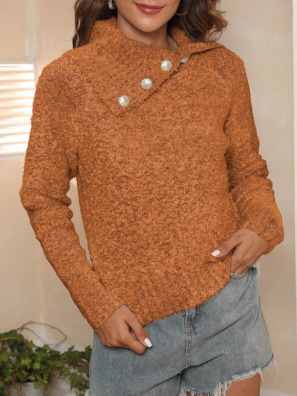 Pullover mit asymmetrischem Kragen und langen Ärmeln