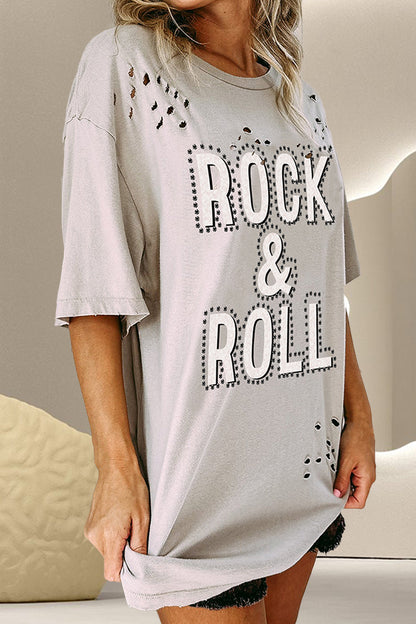 ROCK &amp; ROLL T-Shirt mit Rundhalsausschnitt und überschnittenen Schultern