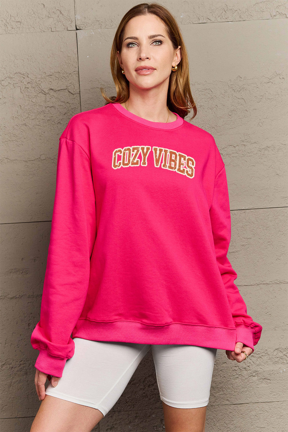 Simply Love – COZY VIBES – Grafik-Sweatshirt in voller Größe
