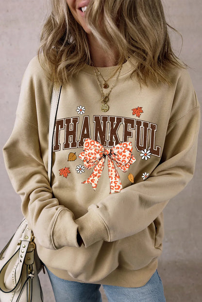 THANKFUL Langarm-Sweatshirt mit Rundhalsausschnitt und Schleife