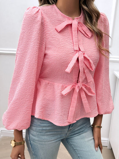 Bluse mit Rundhalsausschnitt und langen Ärmeln