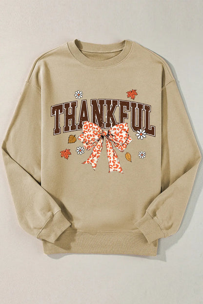 THANKFUL Langarm-Sweatshirt mit Rundhalsausschnitt und Schleife