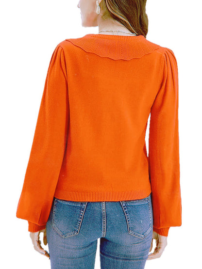 Langärmlige Strickjacke mit Kragen und Knopfleiste