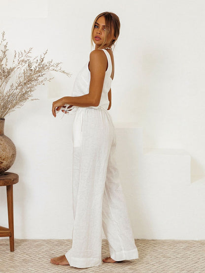 Set aus ärmellosem Oberteil und Hose mit quadratischem Ausschnitt