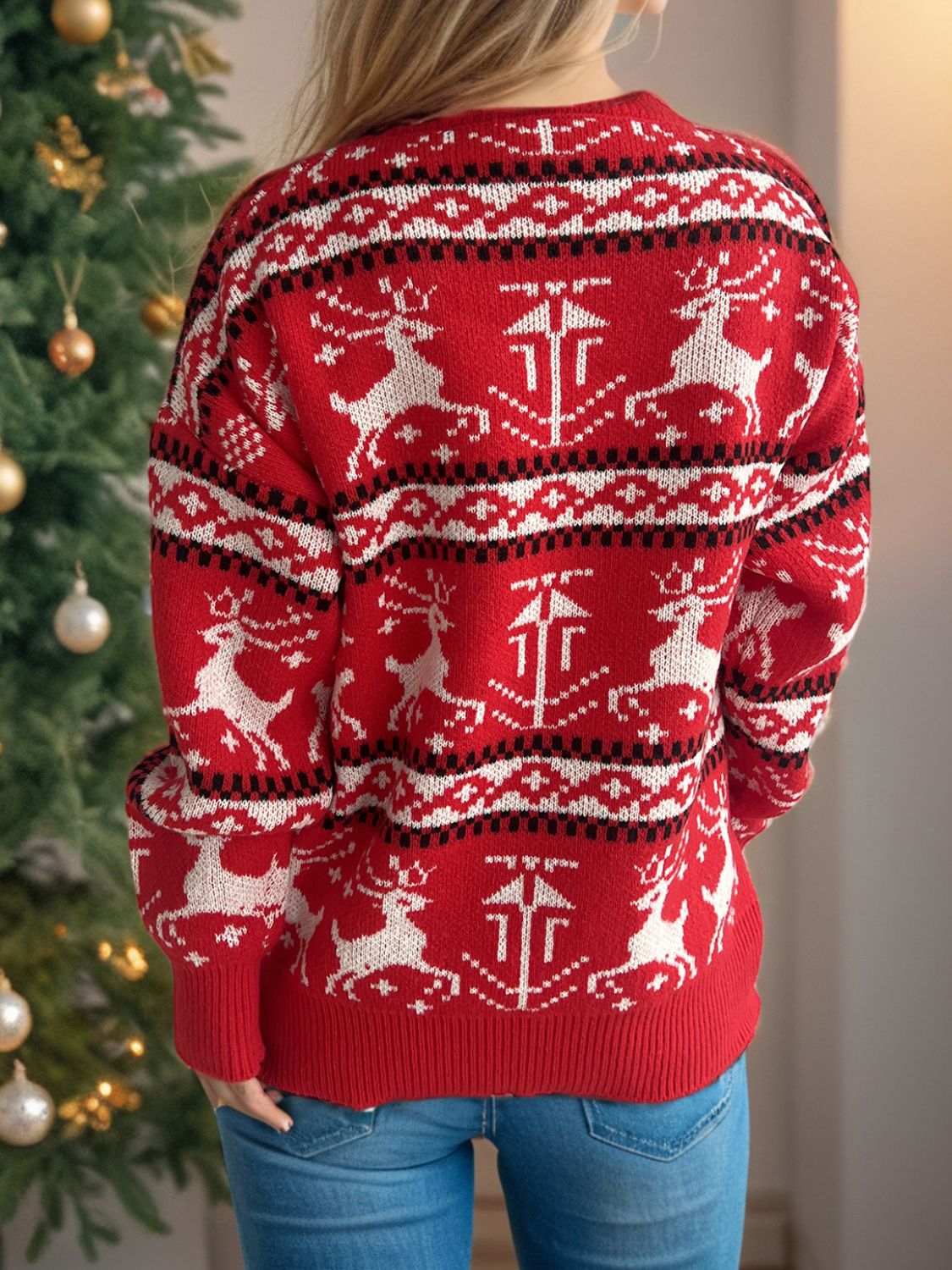 Weihnachtselement Rundhals Langarmpullover