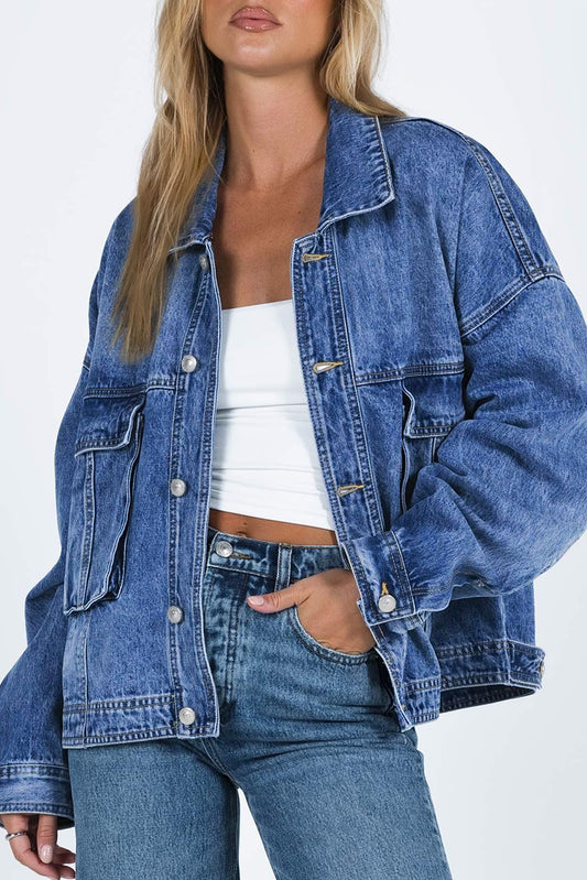 Jeansjacke mit Kragen und Knopfleiste
