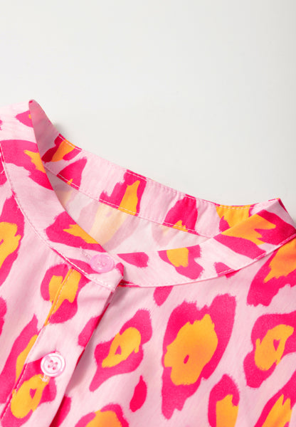 Langärmliges Button-Down-Hemd mit Leopardenmuster