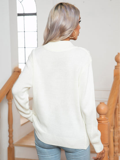 Pullover mit durchbrochenem geometrischem Stehkragen