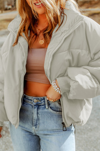 Mantel mit Reißverschluss und Kragen und Taschen