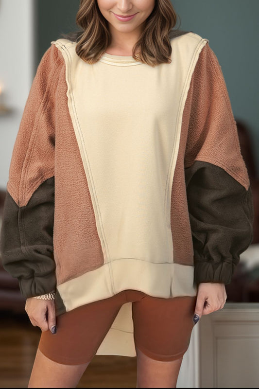 Langärmliger Hoodie mit Farbblock