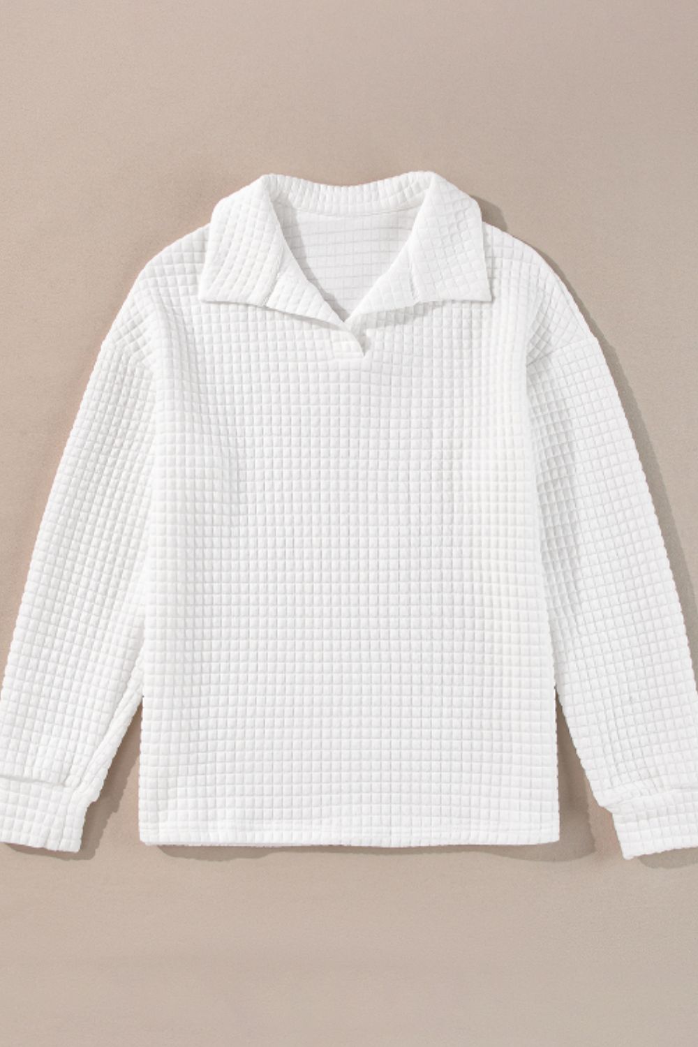 Texturiertes Langarm-Sweatshirt mit Johnny-Kragen