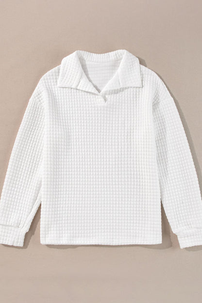 Texturiertes Langarm-Sweatshirt mit Johnny-Kragen