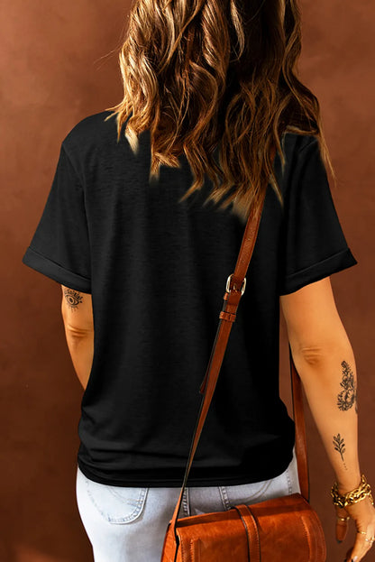 THANKFUL Pailletten-Kurzarm-T-Shirt mit Rundhalsausschnitt